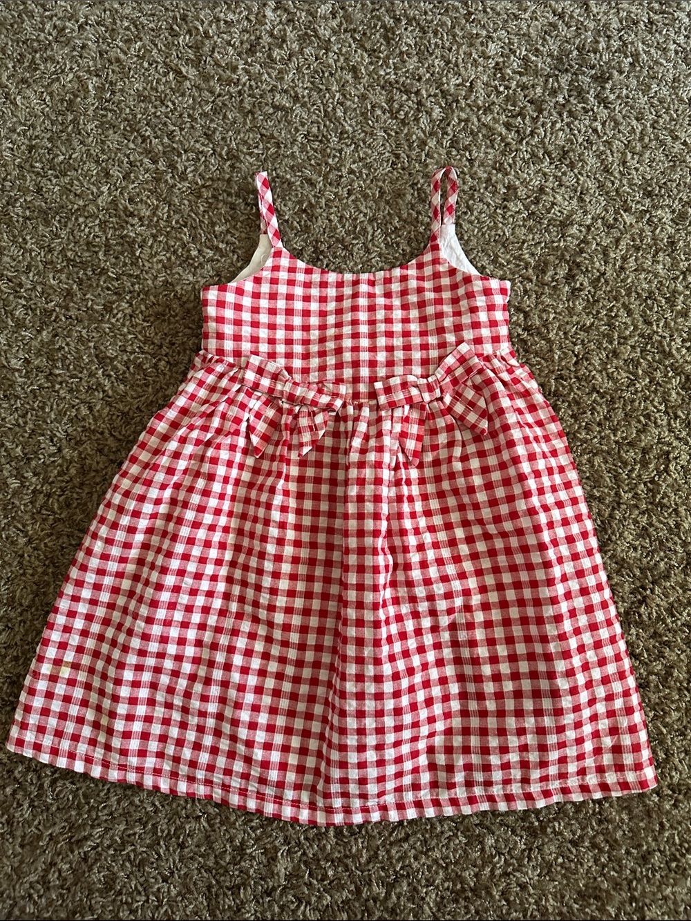 GAP Red and White Gingham Spaghetti-Strap Dress